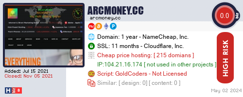 arcmoney.cc check all HYIP monitor at once.