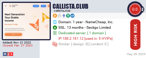 callista.club check all HYIP monitor at once.